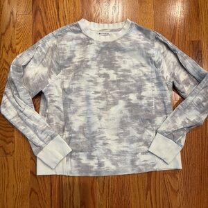 Athleta gray and white patterned crewneck sweatshirt